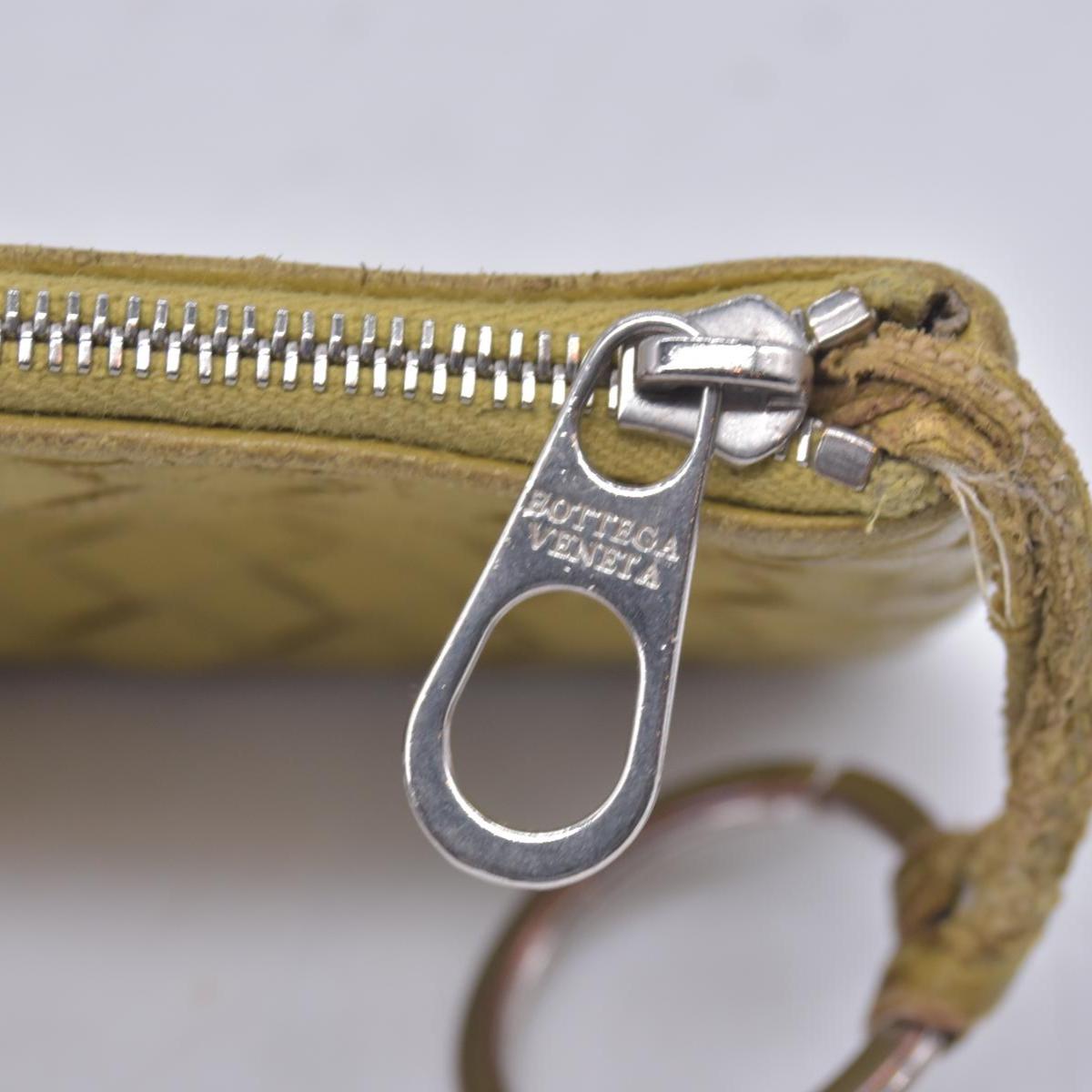 $390 BOTTEGA VENETA Yellow Intrecciato Key Pouch Cles CONSIGNMENT 10021583
