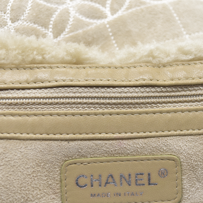 $1895 Chanel Quilted Shearling Tote Bag and Accessory Pouch 2005