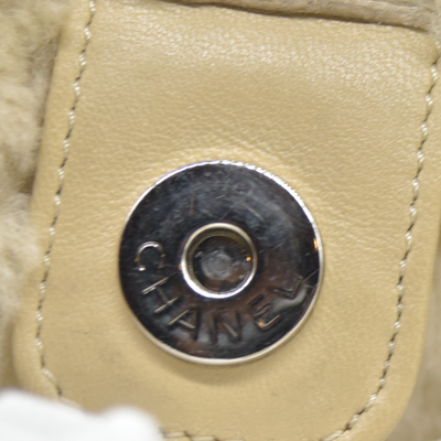 $1895 Chanel Quilted Shearling Tote Bag and Accessory Pouch 2005