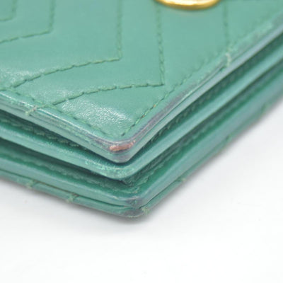 $580 Gucci  Marmont Double G Logo Compact Wallet Emerald CONSIGNMENT