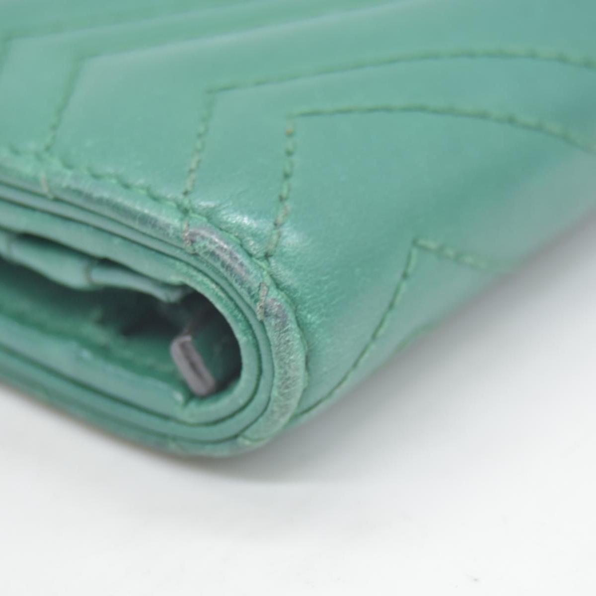$580 Gucci  Marmont Double G Logo Compact Wallet Emerald CONSIGNMENT