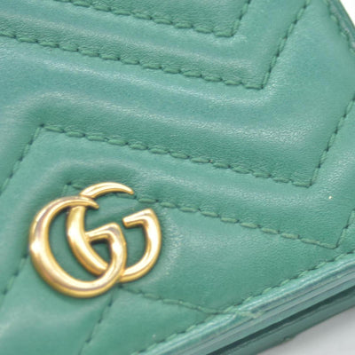 $580 Gucci  Marmont Double G Logo Compact Wallet Emerald CONSIGNMENT