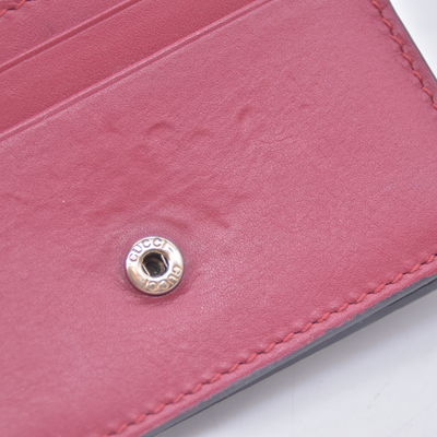 $470 GUCCI GG Supreme Monogram Cherry Embellished Card Case Wallet Hibiscus Red