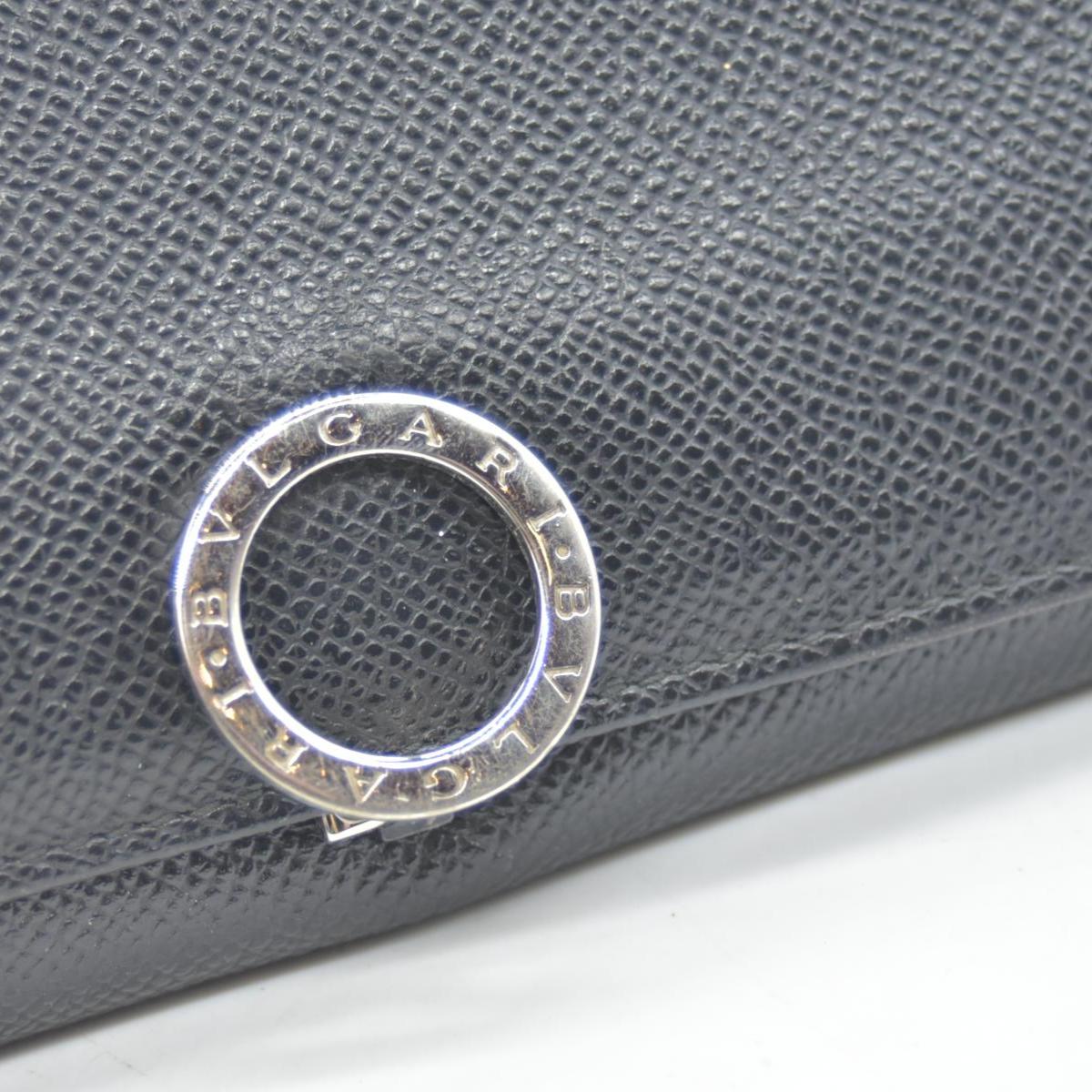 $790 BVLGARI Leather Bifold Long Wallet Black CONSIGNMENT