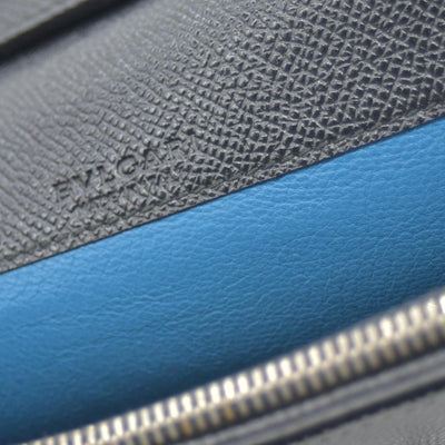 $790 BVLGARI Leather Bifold Long Wallet Black CONSIGNMENT