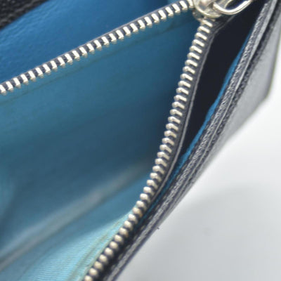 $790 BVLGARI Leather Bifold Long Wallet Black CONSIGNMENT