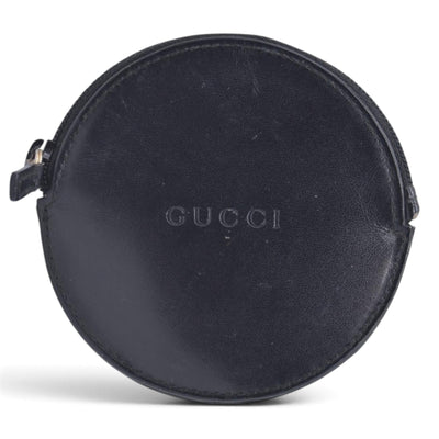 $320 GUCCI Smooth Calfskin Vintage Round Coin Purse Black CONSIGNMENT 10021589