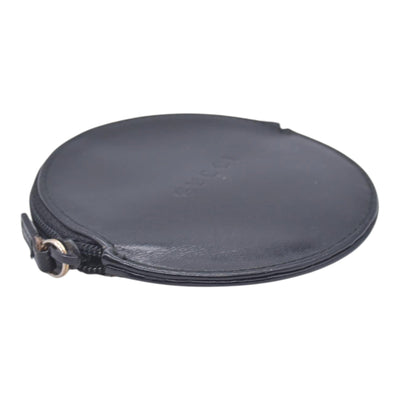 $320 GUCCI Smooth Calfskin Vintage Round Coin Purse Black CONSIGNMENT 10021589