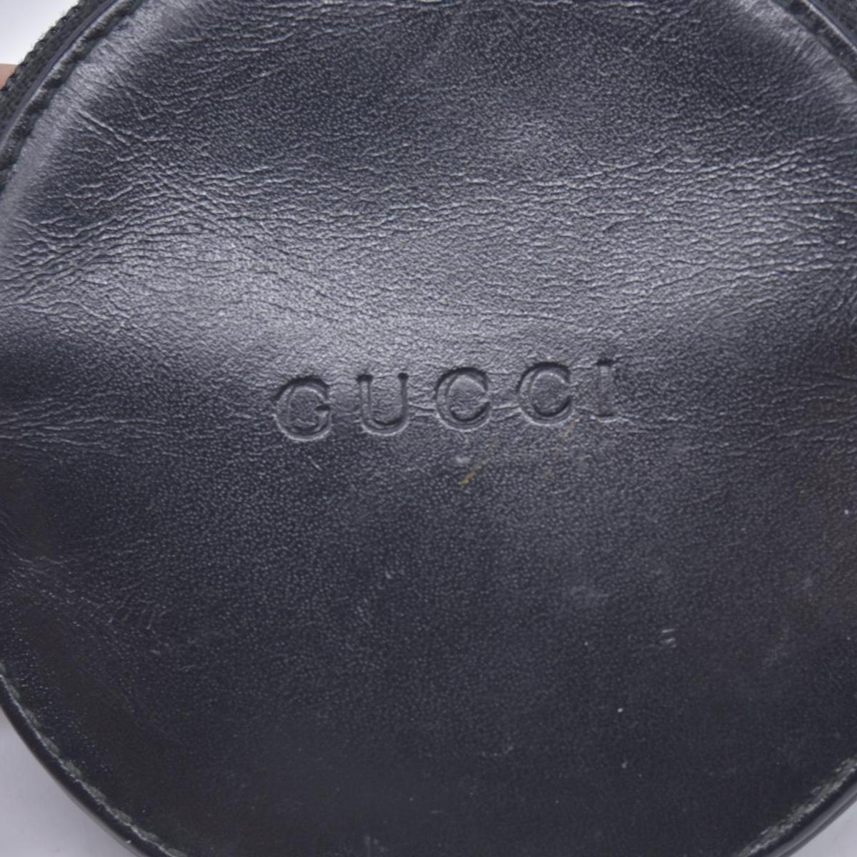 $320 GUCCI Smooth Calfskin Vintage Round Coin Purse Black CONSIGNMENT 10021589