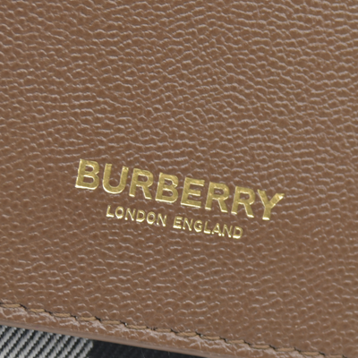 $1150 Burberry Hampshire Small House Check & Leather Crossbody Brown