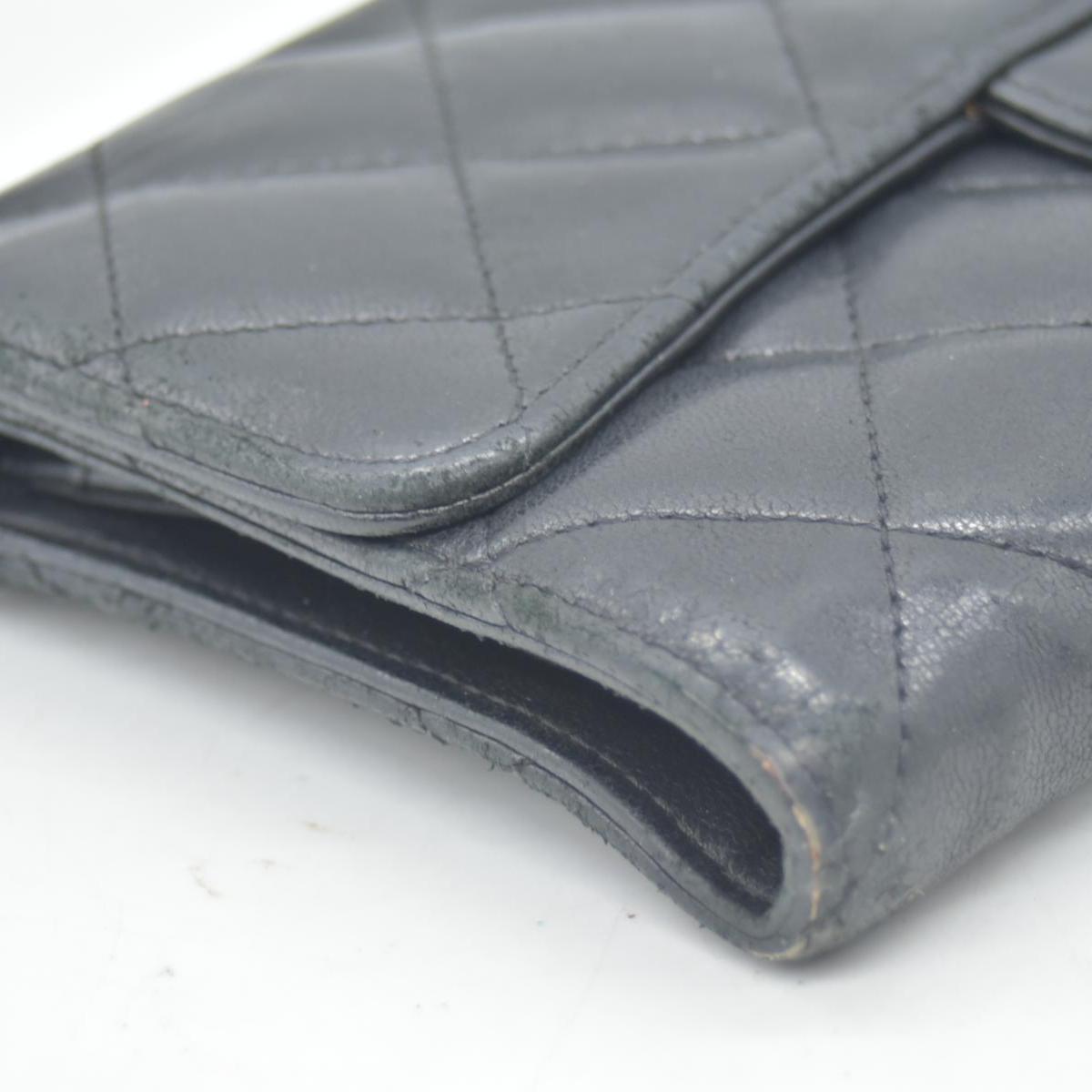 $1375 Chanel Lambskin Quilted Large Flap Wallet Black CONSIGNMENT