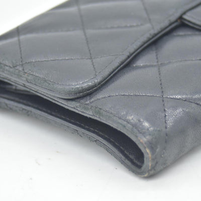 $1375 Chanel Lambskin Quilted Large Flap Wallet Black CONSIGNMENT