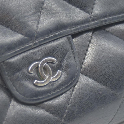 $1375 Chanel Lambskin Quilted Large Flap Wallet Black CONSIGNMENT