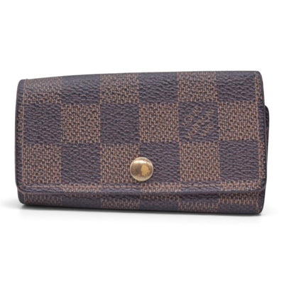 $345 LOUIS VUITTON Damier Ebene 4 Key Holder Brown CONSIGNMENT 10021597