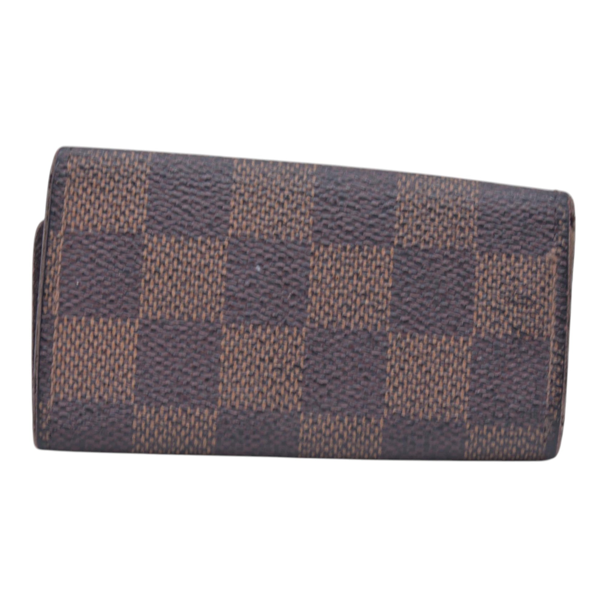$345 LOUIS VUITTON Damier Ebene 4 Key Holder Brown CONSIGNMENT 10021597