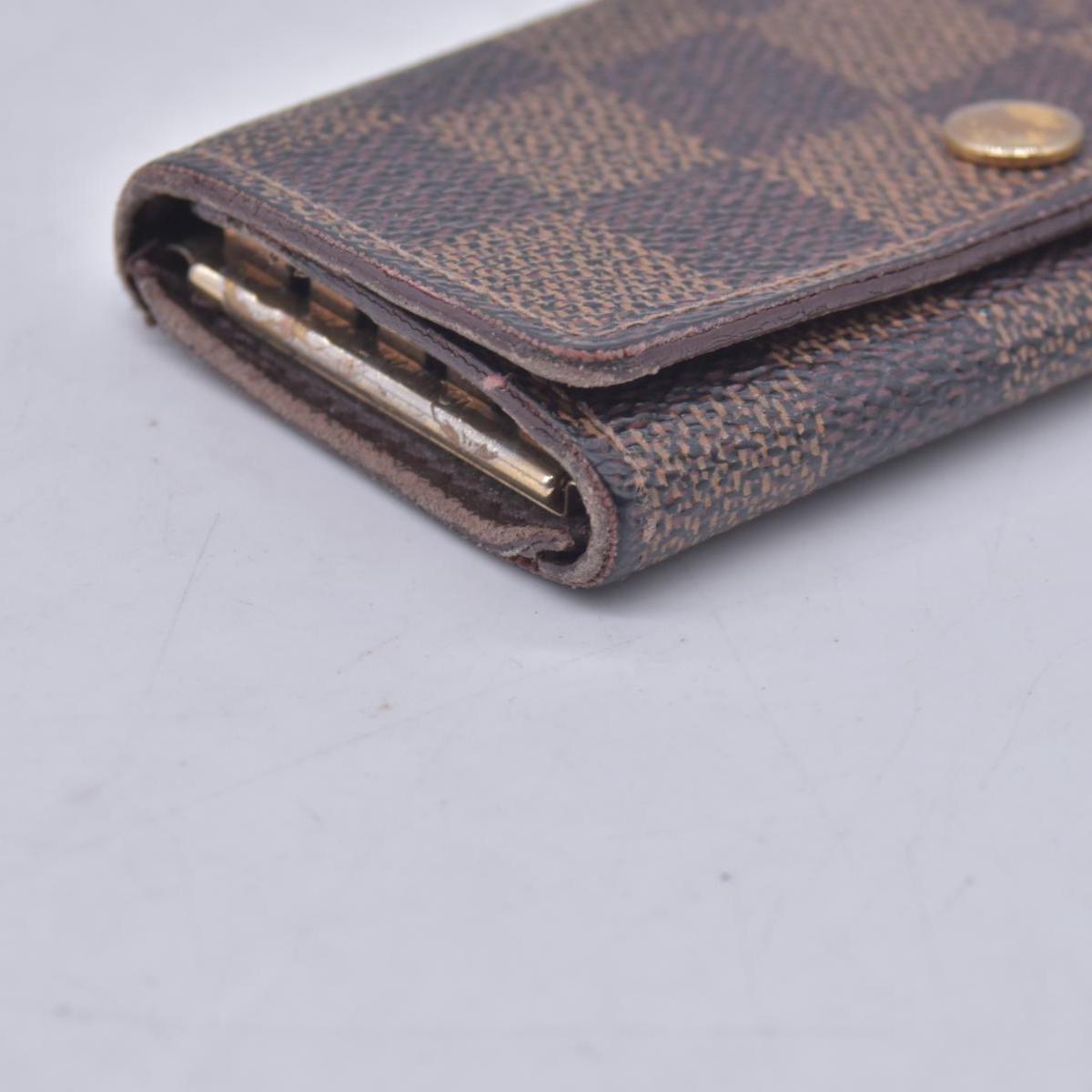 $345 LOUIS VUITTON Damier Ebene 4 Key Holder Brown CONSIGNMENT 10021597