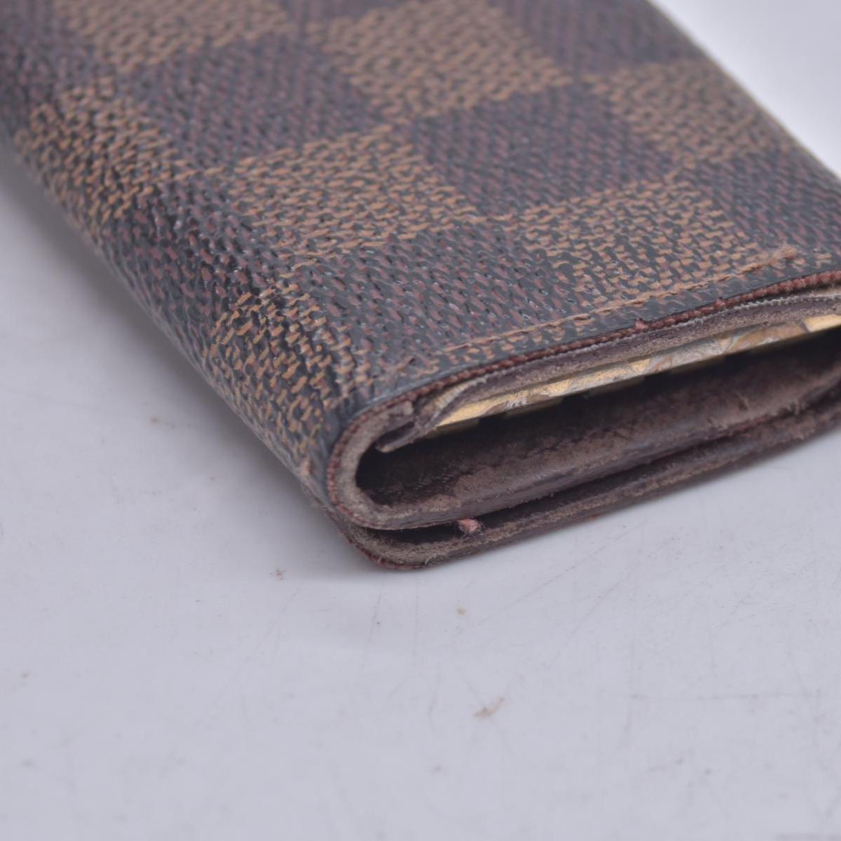 $345 LOUIS VUITTON Damier Ebene 4 Key Holder Brown CONSIGNMENT 10021597
