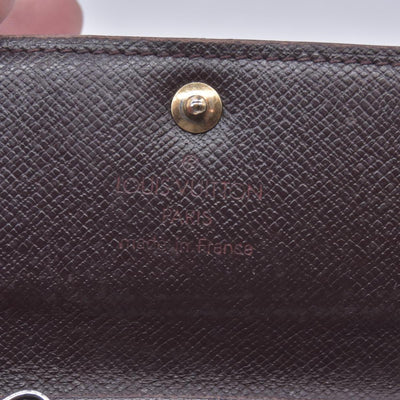 $345 LOUIS VUITTON Damier Ebene 4 Key Holder Brown CONSIGNMENT 10021597