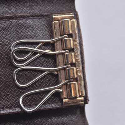 $345 LOUIS VUITTON Damier Ebene 4 Key Holder Brown CONSIGNMENT 10021597