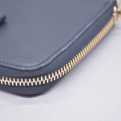 $550 Chloe Blue Leather Bow Bobbie Zippy Long Wallet