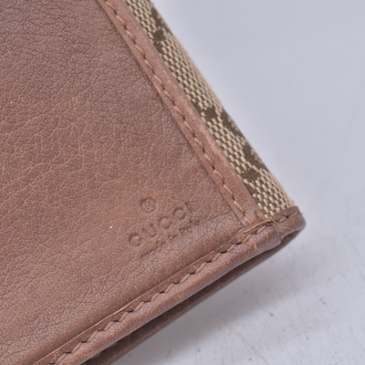 $540 GUCCI GG Monogram Supreme Tan Canvas Snap Long Wallet CONSIGNMENT 10021628