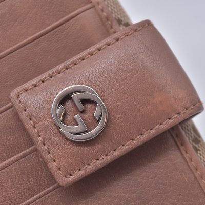 $540 GUCCI GG Monogram Supreme Tan Canvas Snap Long Wallet CONSIGNMENT 10021628