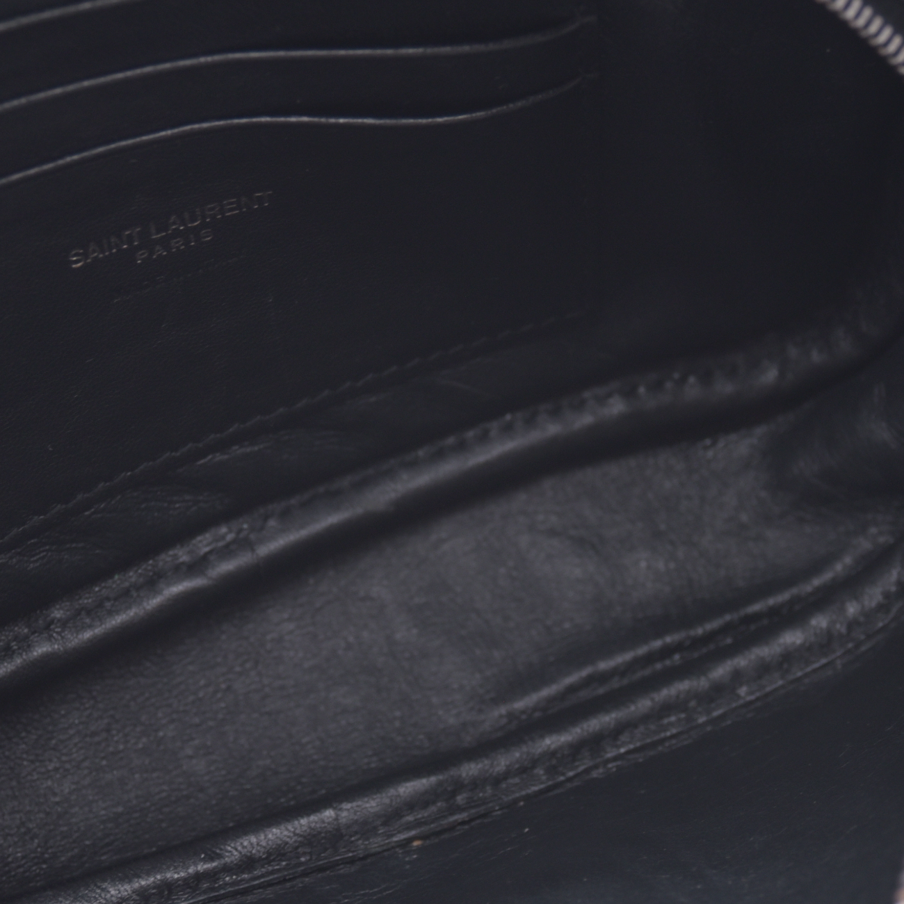 $1800 2019 Saint Laurent Calfskin Crocodile Embossed Monogram Mini Lou Camera Bag Black 10020872