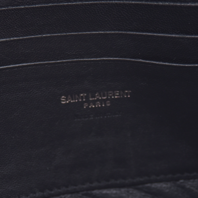 $1800 2019 Saint Laurent Calfskin Crocodile Embossed Monogram Mini Lou Camera Bag Black 10020872