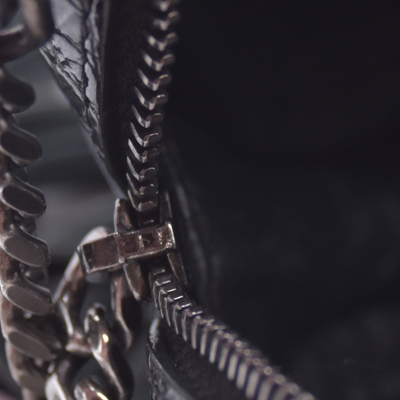$1800 2019 Saint Laurent Calfskin Crocodile Embossed Monogram Mini Lou Camera Bag Black 10020872