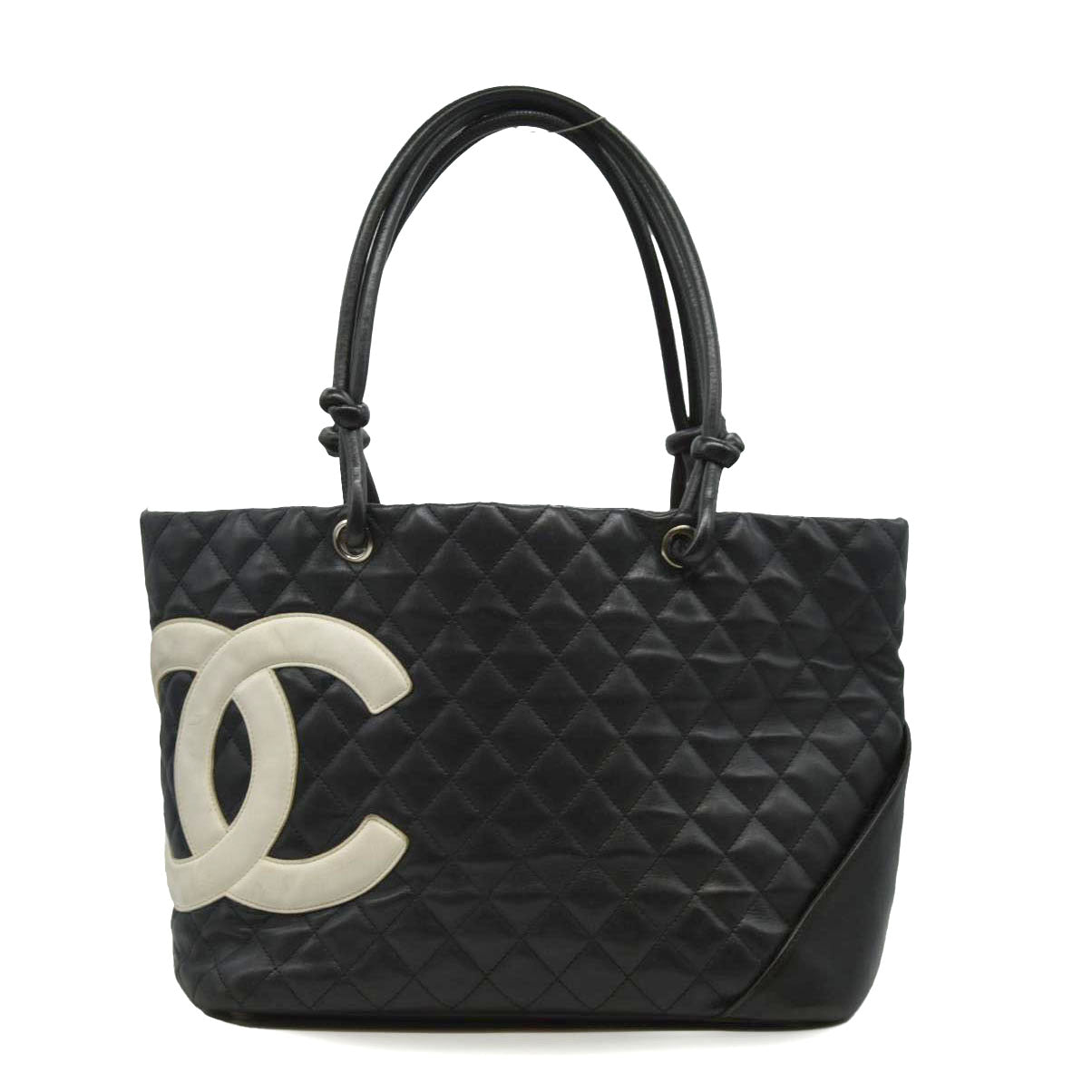 $2250 Chanel Tote Bag Cambon Line Black Lamb Skin 2870059