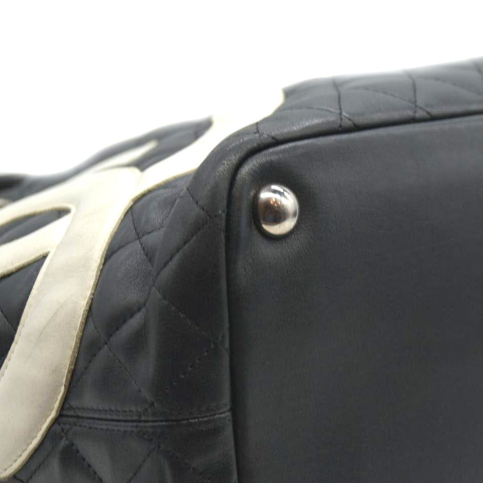 $2250 Chanel Tote Bag Cambon Line Black Lamb Skin 2870059