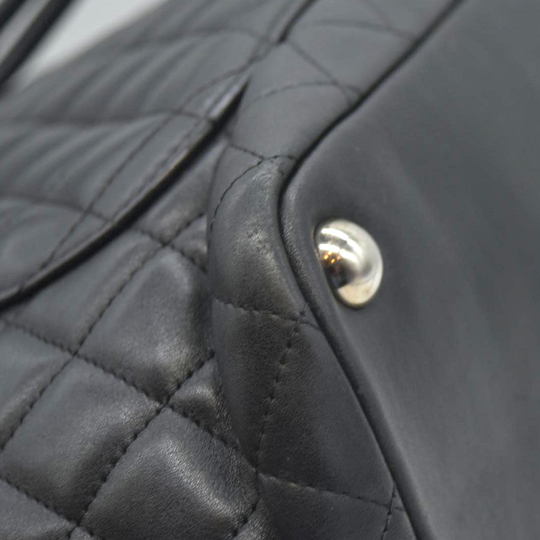 $2250 Chanel Tote Bag Cambon Line Black Lamb Skin 2870059