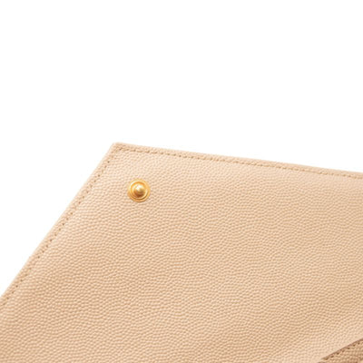 Saint Laurent Grain De Poudre Mixed Matelasse Triquilt Monogram Chain Wallet Beige