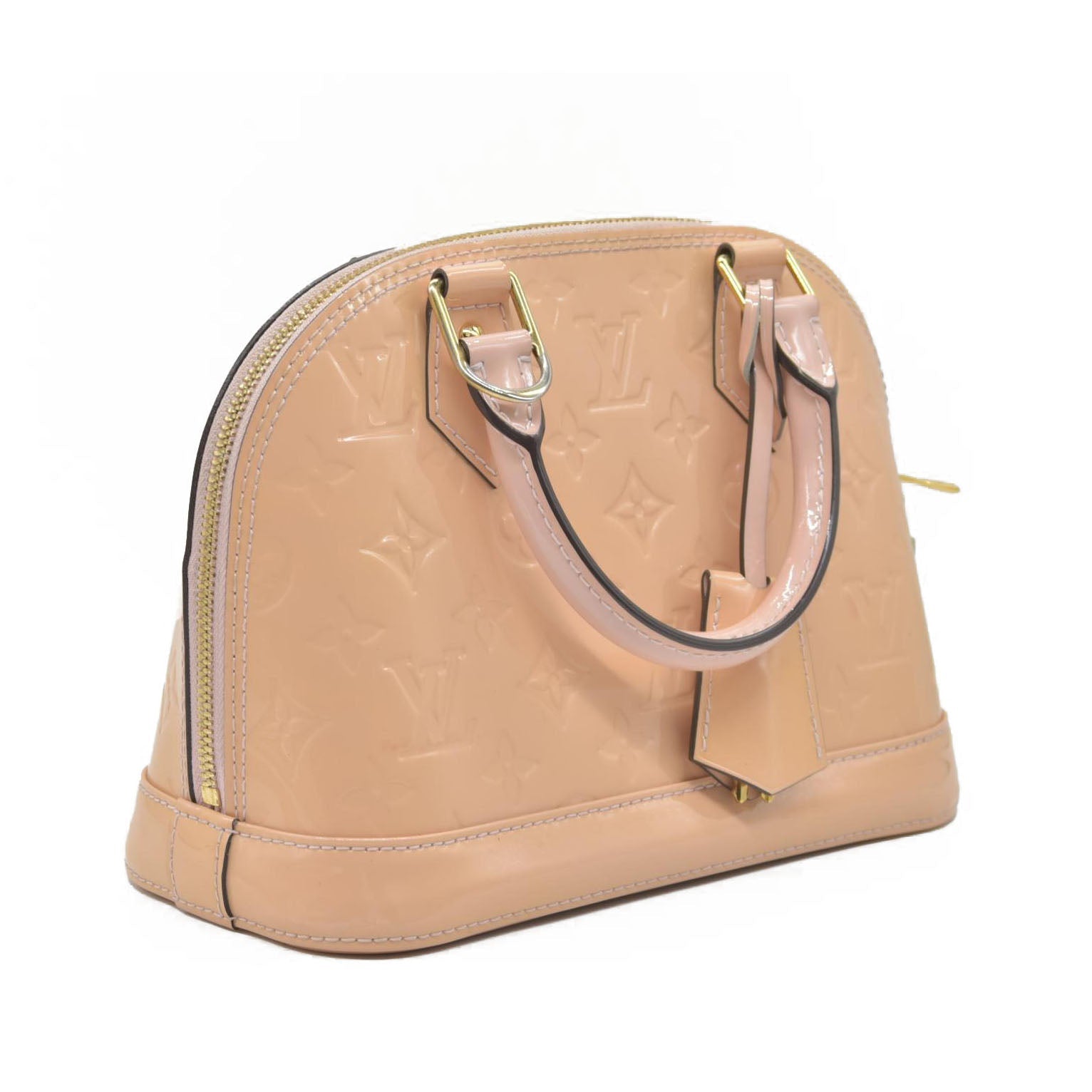 $2230 Louis Vuitton Vernis Alma BB Rose Angelique CONSIGNMENT FL0156