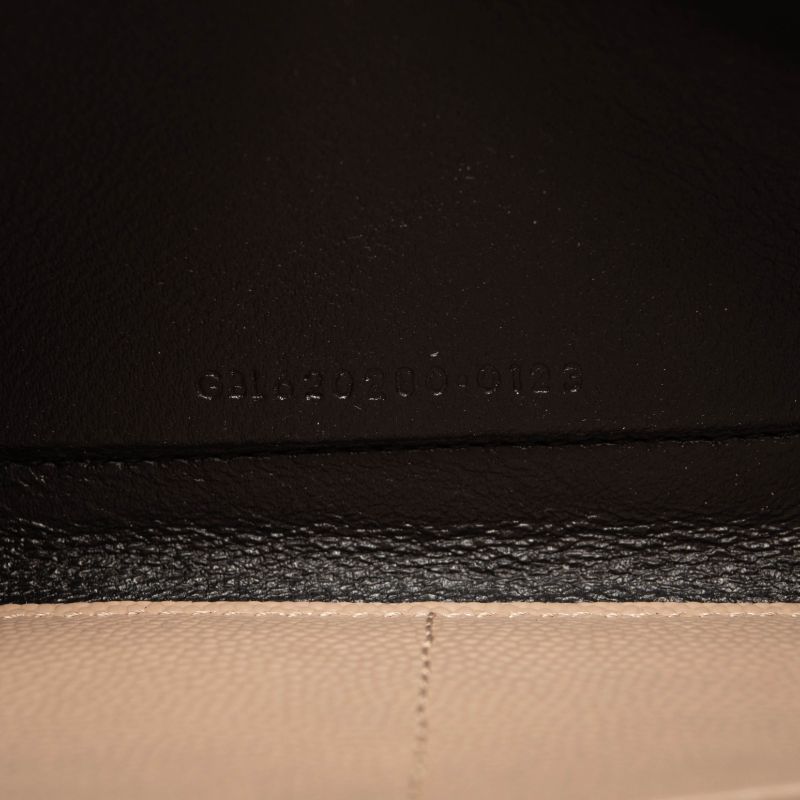 Saint Laurent Grain De Poudre Mixed Matelasse Triquilt Monogram Chain Wallet Beige