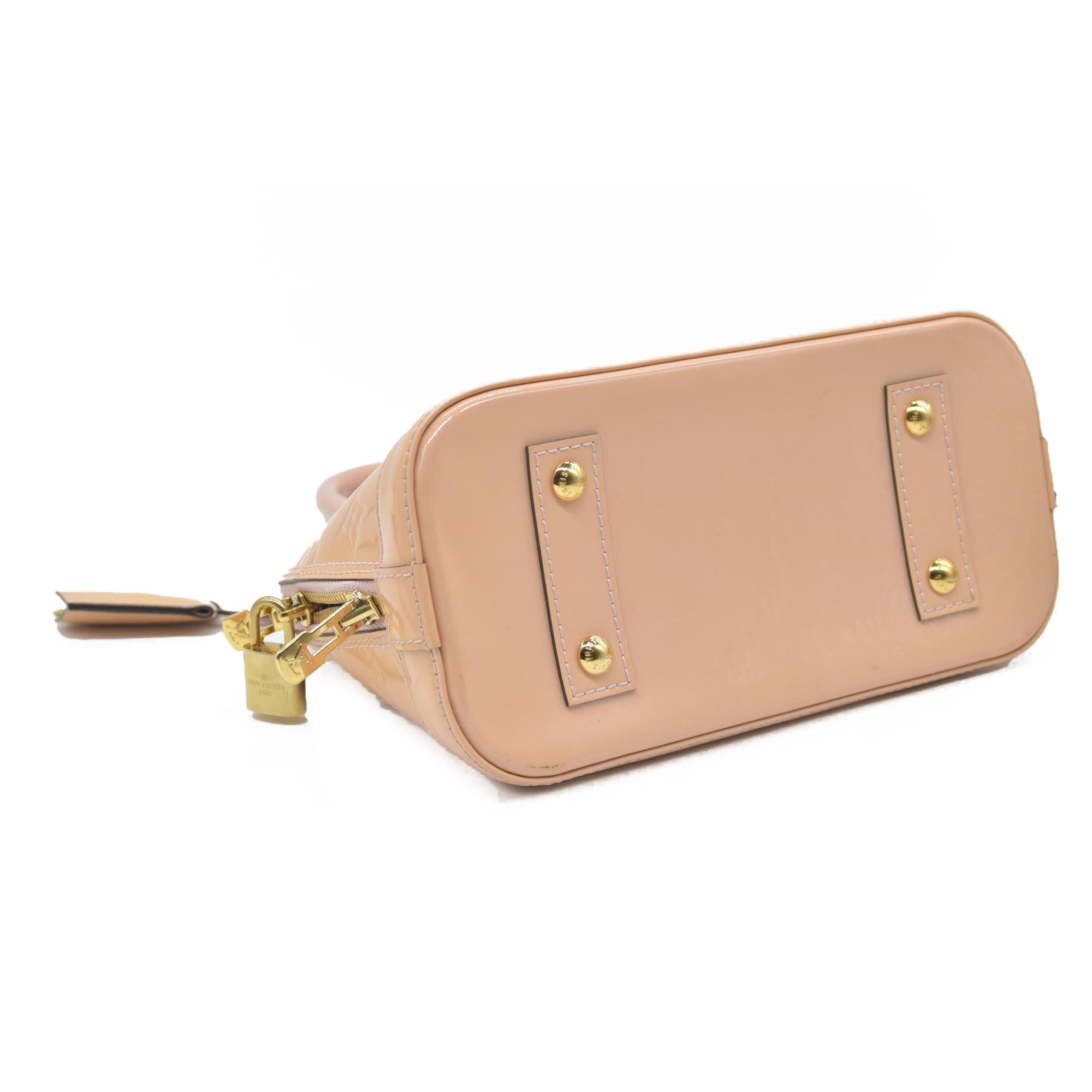 $2230 Louis Vuitton Vernis Alma BB Rose Angelique CONSIGNMENT FL0156