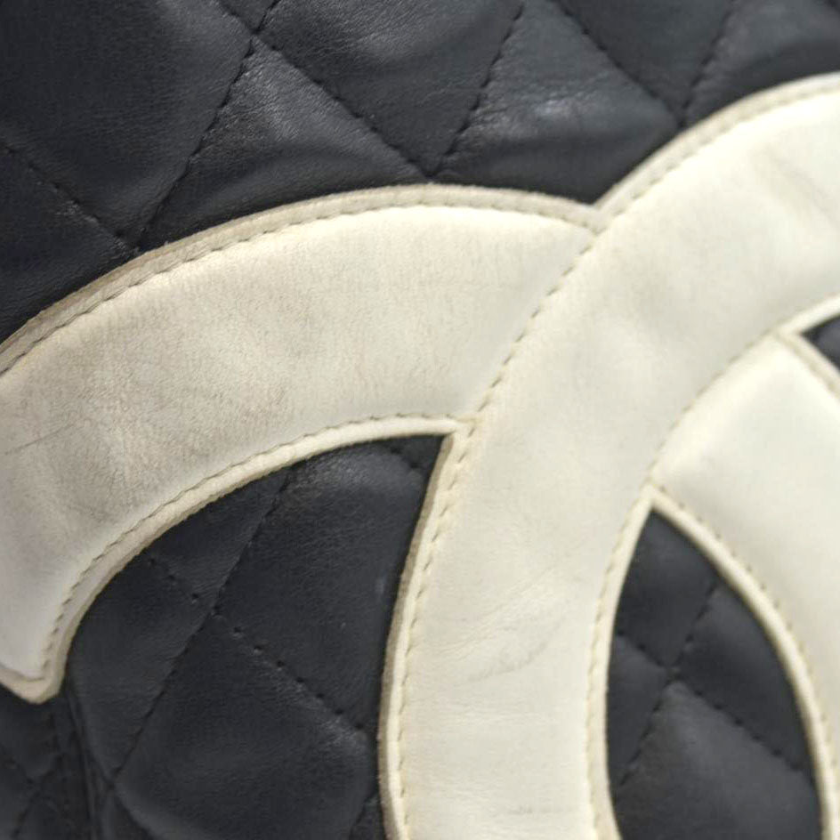 $2250 Chanel Tote Bag Cambon Line Black Lamb Skin 2870059