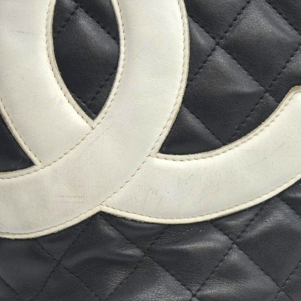 $2250 Chanel Tote Bag Cambon Line Black Lamb Skin 2870059