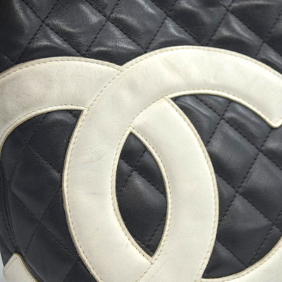 $2250 Chanel Tote Bag Cambon Line Black Lamb Skin 2870059