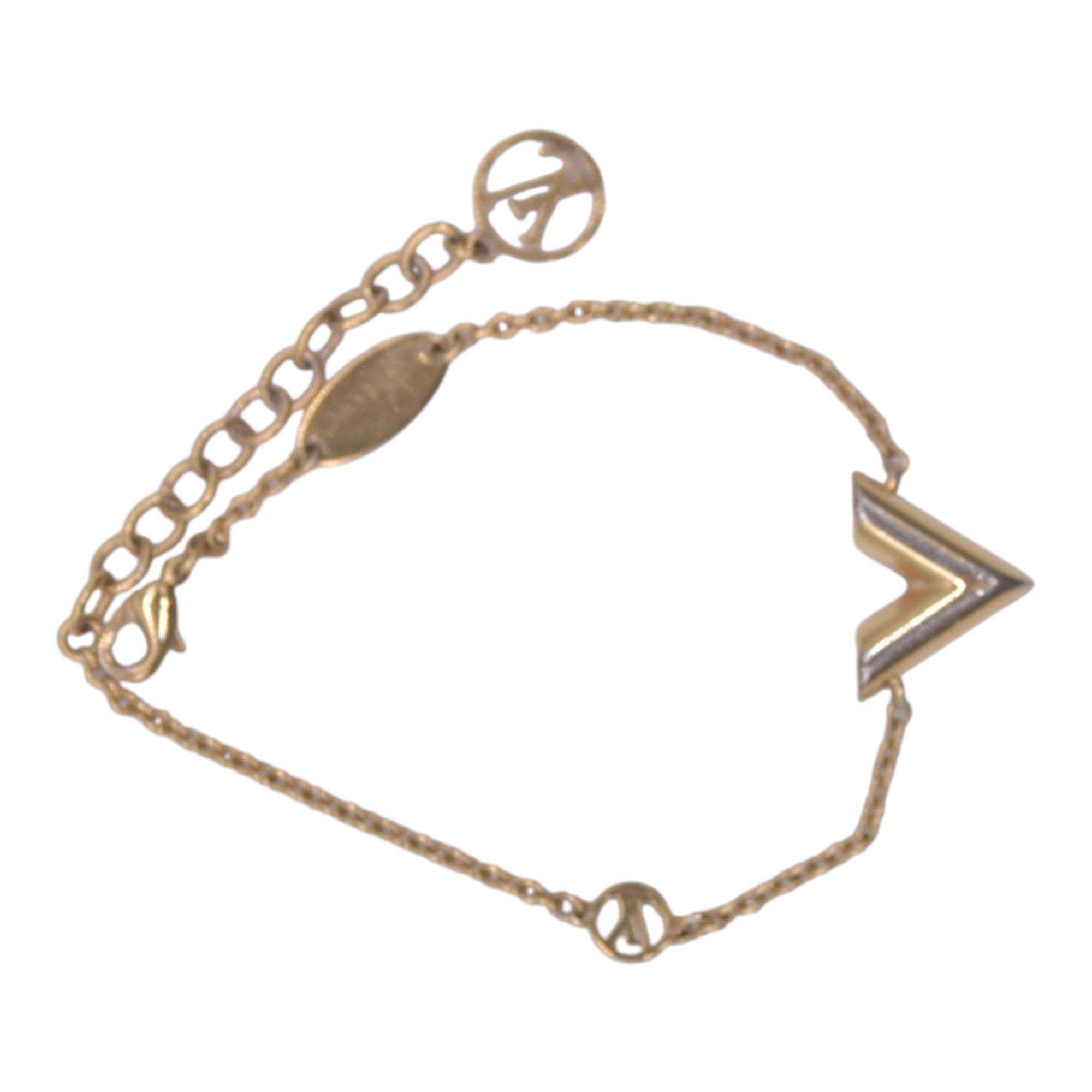 $390 LOUIS VUITTON Gold Essential V Chain Bracelet CONSIGNMENT 10021647