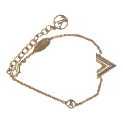 $390 LOUIS VUITTON Gold Essential V Chain Bracelet CONSIGNMENT 10021647