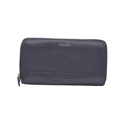 $600 Tiffany and co Large Zip Wallet in Black Leather CONSIGNMENT
