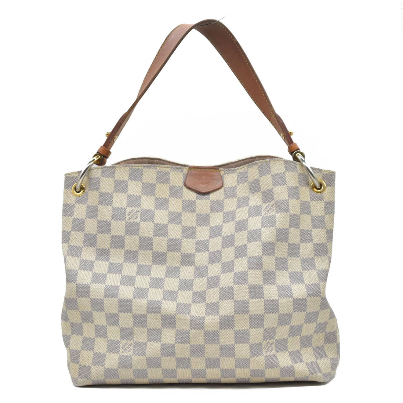 $1980 Louis Vuitton Damier Azur Graceful PM Rose Ballerine WELL WORN CONSIGNMENT