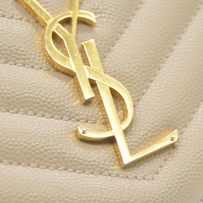 Saint Laurent Cassandre Matelassé Zip Around Wallet Beige CONSIGNMENT