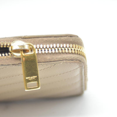 Saint Laurent Cassandre Matelassé Zip Around Wallet Beige CONSIGNMENT
