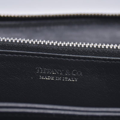 $600 Tiffany and co Large Zip Wallet in Black Leather CONSIGNMENT