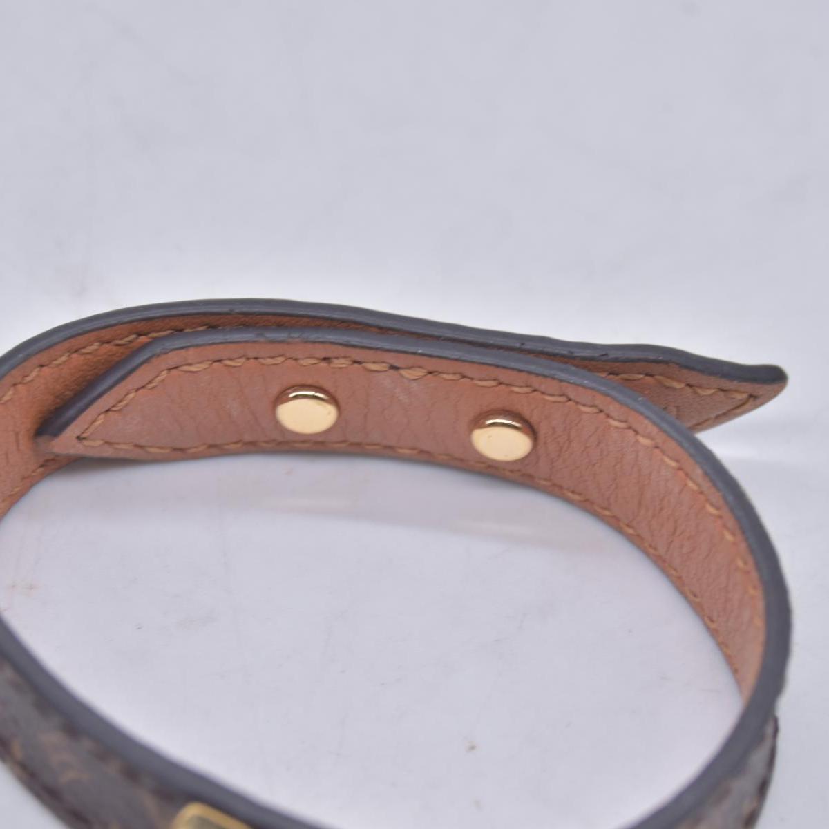 $390 LOUIS VUITTON Essential V Monogram Leather Wrap Bracelet CONSIGNMENT 10021643