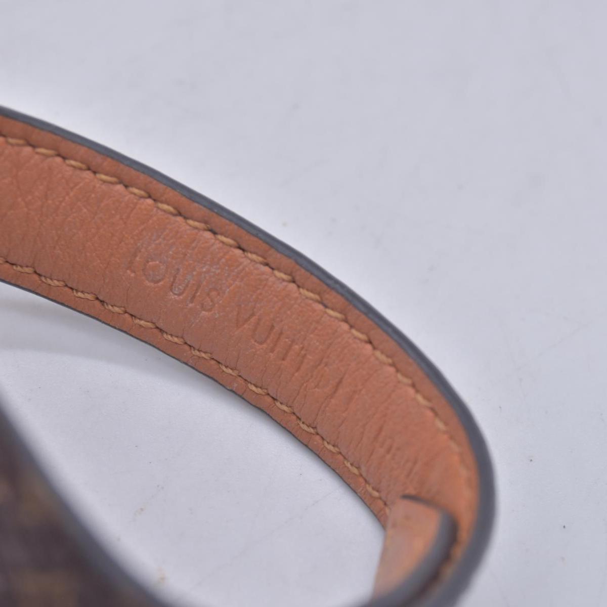 $390 LOUIS VUITTON Essential V Monogram Leather Wrap Bracelet CONSIGNMENT 10021643
