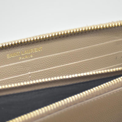 Saint Laurent Cassandre Matelassé Zip Around Wallet Beige CONSIGNMENT