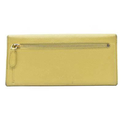 Prada Saffiano Metal Leather Continental Wallet Yellow